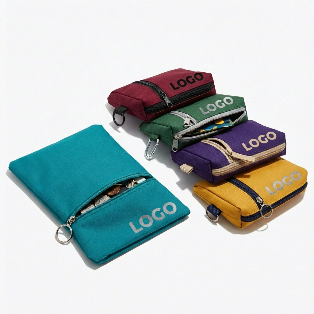 Compact Zippered Utility Pouch with Attachment Ring