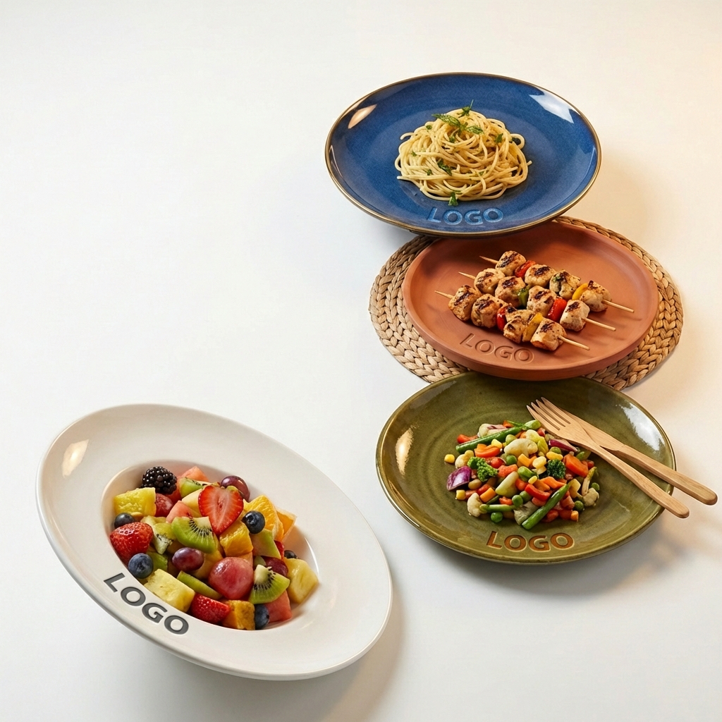 Artisan Stoneware Mixed-Finish Ceramic Serving Platter