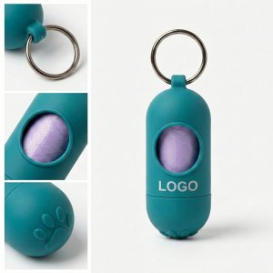 Compact Capsule Pet Waste Bag Dispenser with Secure Metal Ring
