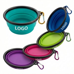 Portable Folding Silicone Pet Feeding Bowl with Carabiner