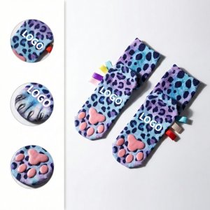 Textured Paw Pad Novelty Socks with Full-Color Sublimated Pattern