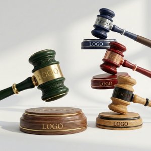 Polished Hardwood Ceremony Gavel with Metallic Accent Band